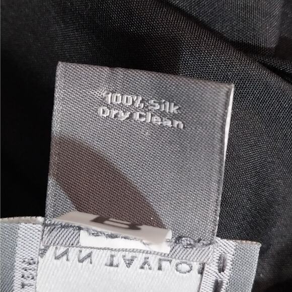 ANN TAYLOR! BLACK 100% SILK! WRAP AROUND TUE FRONT CRISS-CROSS BLOUSE! SZ 10 - Picture 7 of 8